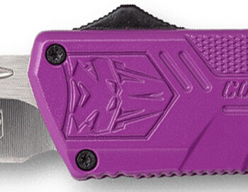 CobraTec Knives PURCTLWDNS Lightweight  3.25" OTF Drop Point Plain D2 Steel Blade/Purple Aluminum Handle Includes Pocket Clip