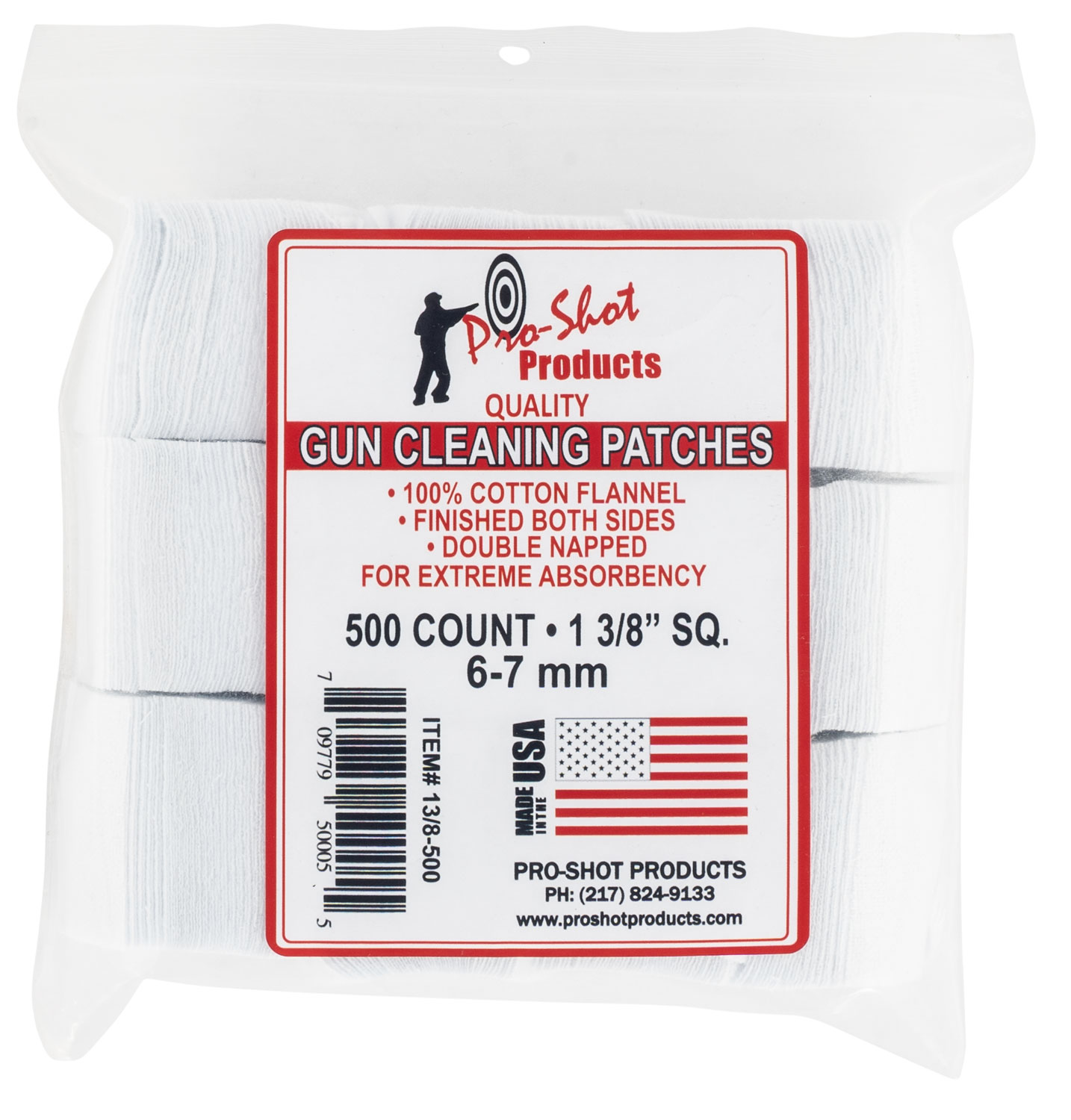 Pro-Shot 138500 Cleaning Patches 6mm/7mm 1.38" Cotton Flannel 500 Per Pkg 3 Pro-Shot 138500 Cleaning Patches 6mm/7mm 1.38" Cotton Flannel 500 Per Pkg