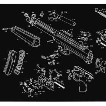 TekMat TEKR36HKMP5 MP5 Cleaning Mat Black/White Rubber 12"x36" HK MP5 Parts Diagram