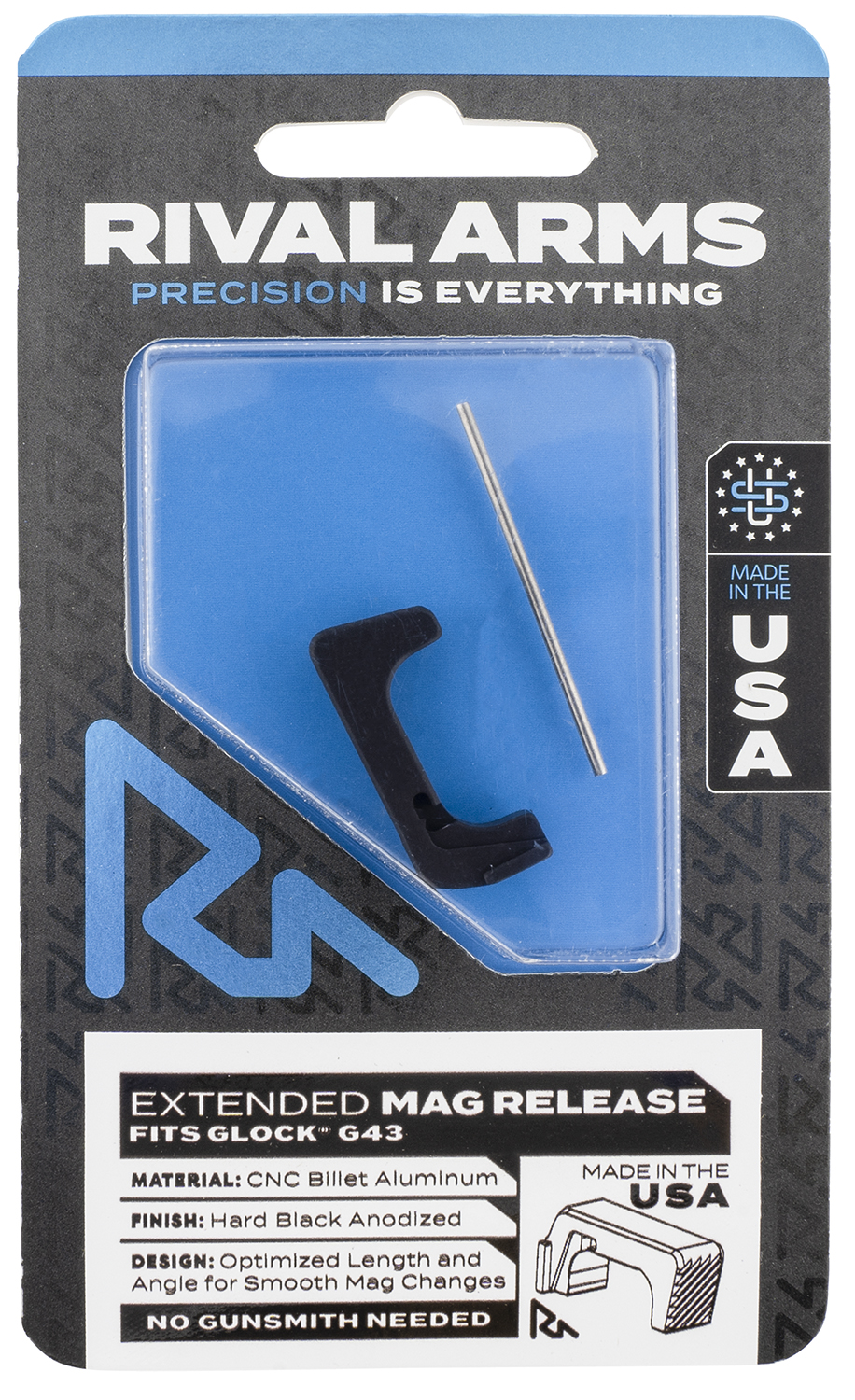 Rival Arms RA72G003A Magazine Release Extended Black Anodized Aluminum for Glock 43 3 Rival Arms RA72G003A Magazine Release Extended Black Anodized Aluminum for Glock 43