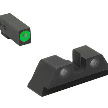 Meprolight USA 402243111 Hyper-Bright Sight Set Green Tritium/Black Frame Compatible w/Glock 17/17L/19/22/23, Post/Dovetail Mount