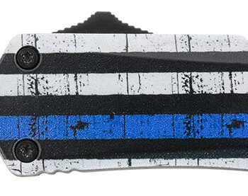 Templar Knife SBTB231 Gen II Back The Blue Small 2.69" OTF Tanto Plain Black Oxide Stonewashed 440C SS Blade, 4.31" Black & White w/Blue Line Aluminum Handle, Glass Breaker