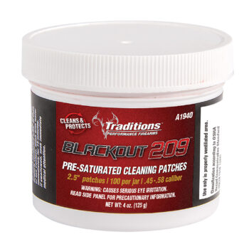 Traditions A1940 Blackout Cleaning Patches 45/54 Cal Muzzleloader 2.5" Cotton 100 Per Jar