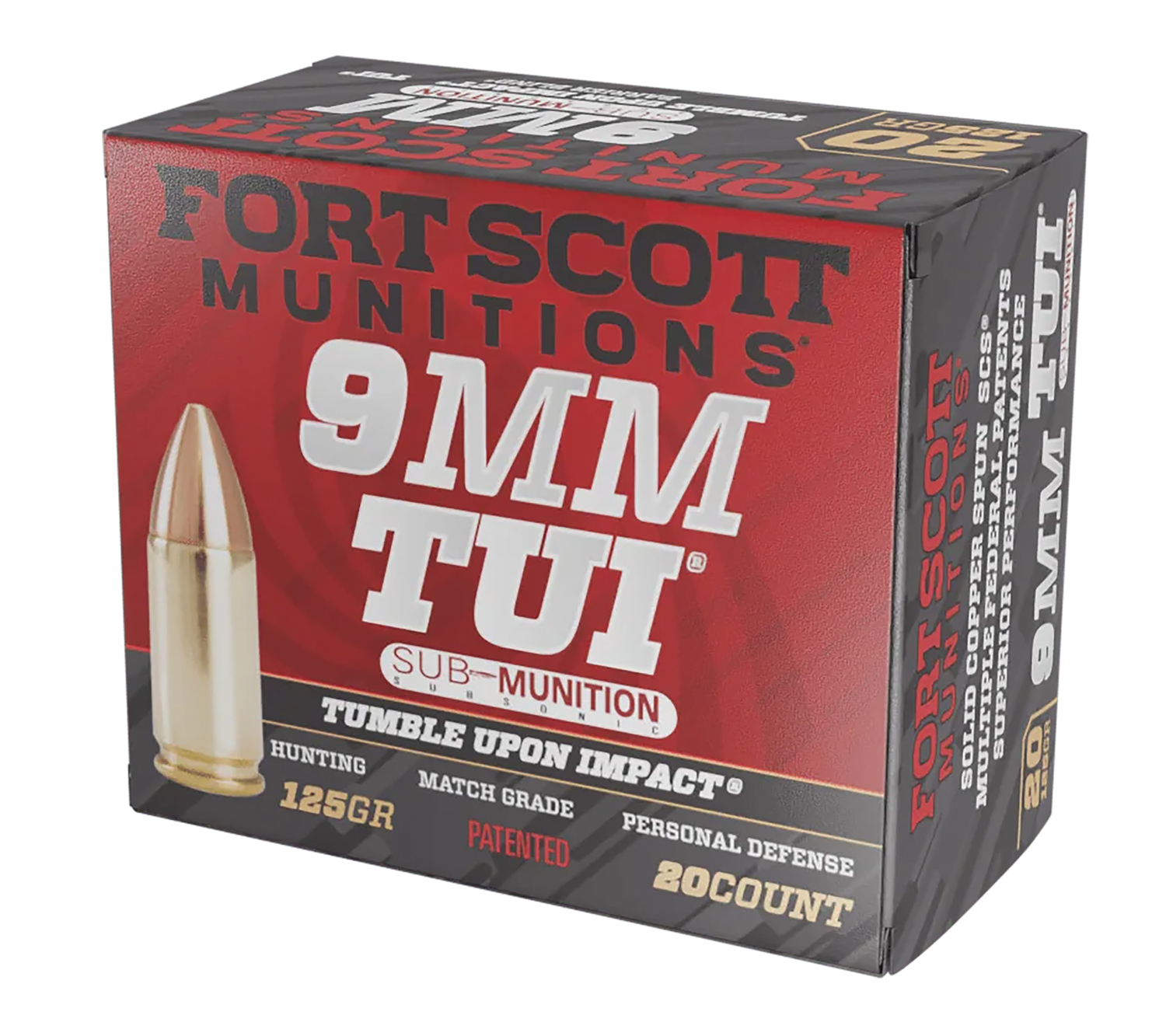 Fort Scott Munitions 9mm Luger 125gr SUBSONIC Brass – 20rd