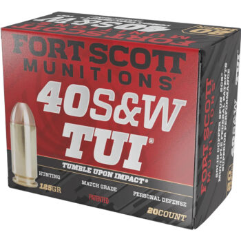 Fort Scott Munitions 400125SCV Tumble Upon Impact (TUI)  40S&W 125gr Solid Copper Spun 20 Per Box/25 Case