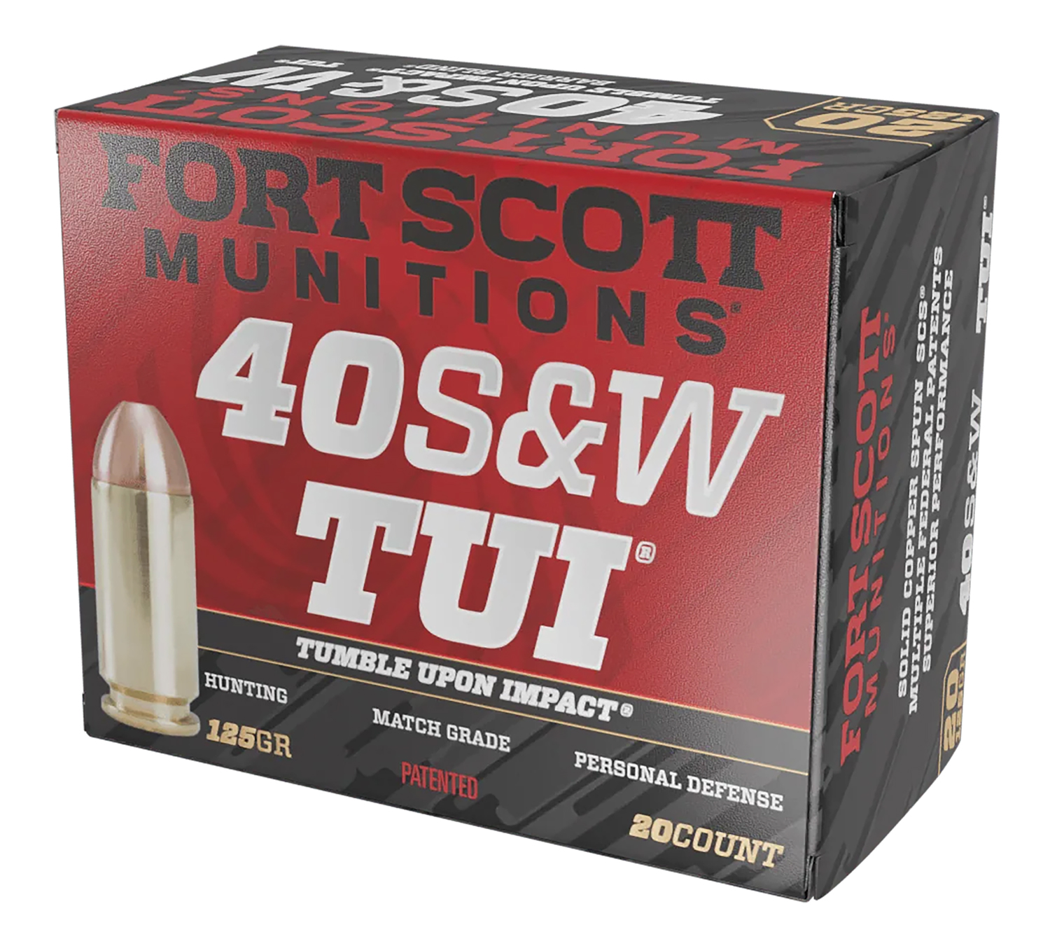 Fort Scott Munitions 400125SCV Tumble Upon Impact (TUI) 40S&W 125gr Solid Copper Spun 20 Per Box/25 Case 3 Fort Scott Munitions 400125SCV Tumble Upon Impact (TUI) 40S&W 125gr Solid Copper Spun 20 Per Box/25 Case