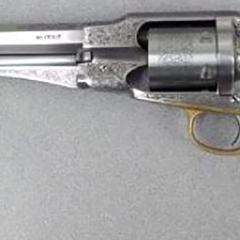 Taylors & Company 550763 1858 Remington Conversion 45 Colt (LC) Caliber with 8" Barrel, 6rd Capacity Cylinder, Overall Nickel-Plated Engraved Finish Steel & 2-Piece Ivory Grip