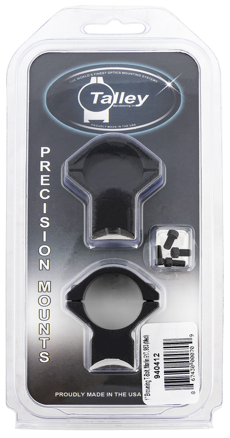 Talley 940412 Scope Mount/Ring Combo Black Anodized Aluminum 1" Tube Browning T-Bolt Medium Rings 0 MOA 3 Talley 940412 Scope Mount/Ring Combo Black Anodized Aluminum 1" Tube Browning T-Bolt Medium Rings 0 MOA