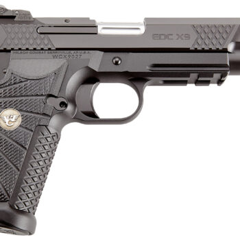 Wilson Combat EDCXLPR9A EDC X9L 9mm Luger 15+1 5" Black DLC Serrated Stainless Steel Slide, Black Aluminum Frame w/Beavertail & Picatinny Rail, Black G10 Starburst Grip