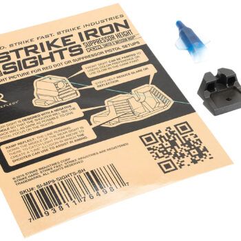 Strike Industries MP9SIGHTSSH Strike Iron Sights  Black/Blank Front Sight Black/Blank Rear Sight Smith & Wesson M&P/M&P M2.0 Suppressor Height