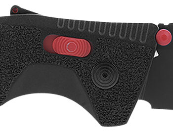 S.O.G SOG11120141 Trident AT 3.70" Folding Clip Point Plain Black TiNi Cryo D2 Steel Blade/Black w/Red Accents GRN Handle Features Line Cutter/Glass Breaker