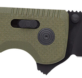 S.O.G SOG12380241 SOG-TAC XR 3.39" Folding Clip Point Plain Black TiNi Cryo D2 Steel Blade OD Green G10 Handle Includes Pocket Clip