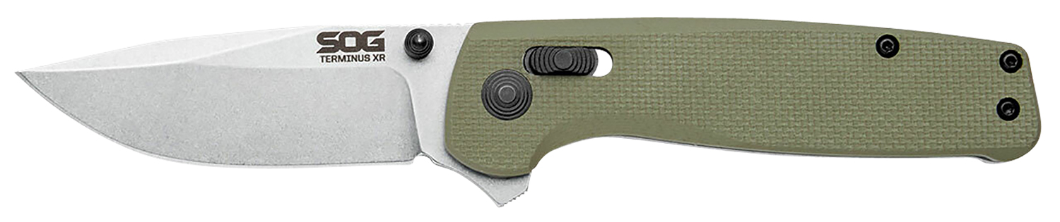 S.O.G SOGTM1022BX Terminus XR 2.95" Folding Clip Point Plain Stonewashed BD1 Steel Blade Olive Drab Textured G10 Handle Features Box Packaging Includes Pocket Clip 3 S.O.G SOGTM1022BX Terminus XR 2.95" Folding Clip Point Plain Stonewashed BD1 Steel Blade Olive Drab Textured G10 Handle Features Box Packaging Includes Pocket Clip