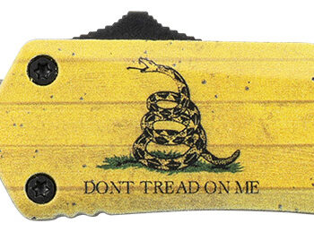 Templar Knife S-DTOM-23-1 Gen II Don't Tread On Me Small 2.69" OTF Plain Black Oxide 440C SS Blade, 4.25" Yellow w/Flag & "Don't Tread On Me" Aluminum Handle, Glass Breaker