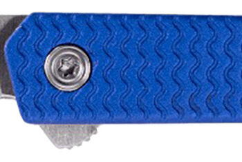 CRKT 7083 CEO Microflipper Micro 2.21" Flipper Sheepsfoot Plain Satin 12C27 Sandvik Blade, Blue Textured w/Silver Liner & Accents Aluminum Handle, Includes Pocket Clip