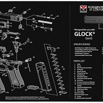 TekMat TEKR20GLOCK-G5 Glock Gen 5 Ultra 20 Cleaning Mat Multi-Color Rubber 15"x20" Glock Gen5 Parts Diagram
