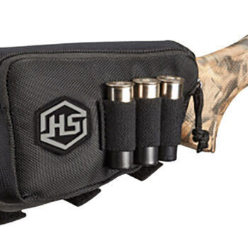 Hunters Specialties 01621 Buttstock Shell Holder  W/Pouch Holds 3 Rounds Black Polyester