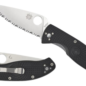 Spyderco C122PBK Tenacious Lightweight 3.39" Folding Plain Satin 8Cr13MoV SS Blade/Black Bi-Directional Texturing FRN Handle Includes Pocket Clip