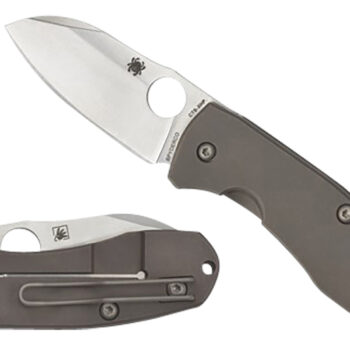 Spyderco C158TIP2 Techno 2  2.52" Folding Sheepsfoot Plain CTS XHP Steel Blade/Matte Stonewashed Titanium Handle Includes Pocket Clip