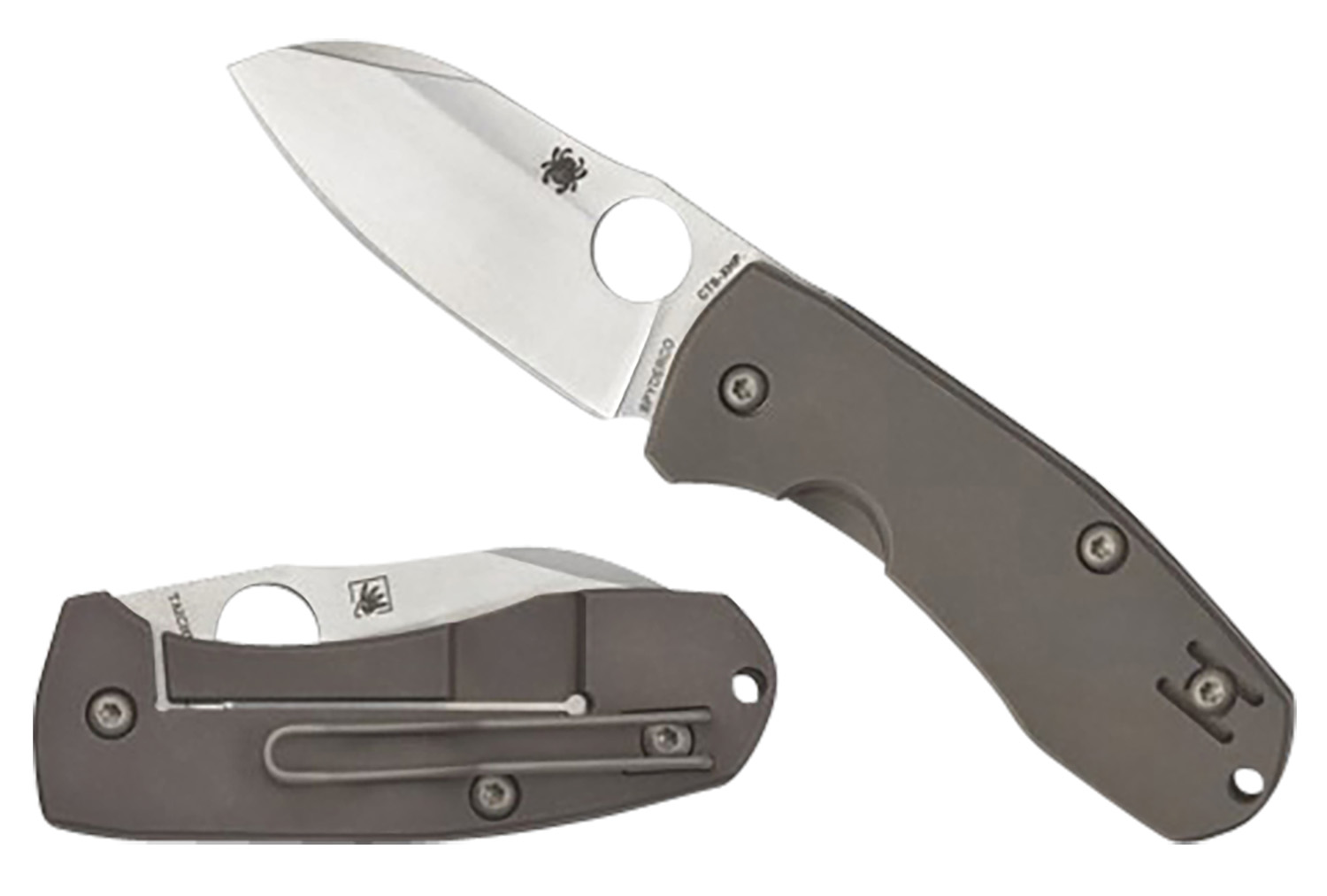 Spyderco C158TIP2 Techno 2 2.52" Folding Sheepsfoot Plain CTS XHP Steel Blade/Matte Stonewashed Titanium Handle Includes Pocket Clip 3 Spyderco C158TIP2 Techno 2 2.52" Folding Sheepsfoot Plain CTS XHP Steel Blade/Matte Stonewashed Titanium Handle Includes Pocket Clip