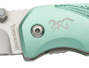 Browning 3220360 Allure  EDC 2.88" Folding Drop Point Plain 7Cr17MoV SS Blade, Mint Green Textured Anodized Aluminum Handle,  Includes Pocket Clip