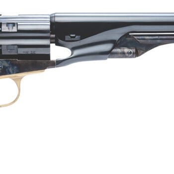 Cimarron CA041 1860 Army .44 Cal 6 Shot, 8" Blued Round Steel Barrel, Blued Engraved/Fluted Cylinder, Color Case Hardened Steel Frame, Smooth Walnut Grip, Exposed Hammer