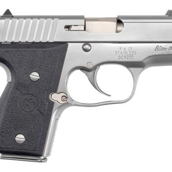 Kahr Arms M9098A MK Elite 9mm Luger Caliber with 3" Barrel, 6+1 or 7+1 Capacity, Overall Polished Stainless Steel, Serrated Slide & Textured Wraparound Black Nylon Grip