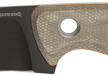 Browning 3220508B Desolation  Small 3.75" Fixed Modified Drop Point Plain Black Powder Coated 440C SS Blade, Tan Micarta Laminate Handle