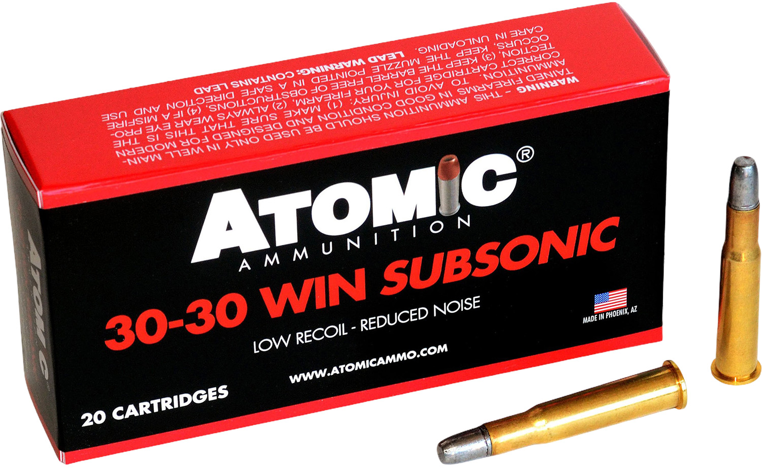 Atomic .30-30 Winchester 165gr SUBSONIC Brass – 20rd