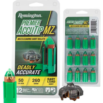 Remington Ammunition R20179 Premier AccuTip  50Cal 260gr Sabot Slug 12 Per Box/12 Case