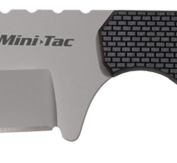 Cold Steel CS49HCFZ Mini Tac Bowie 3.63" Fixed Clip Point Plain Stonewashed 8Cr13MoV SS Blade, 3.25" Griv-Ex Handle