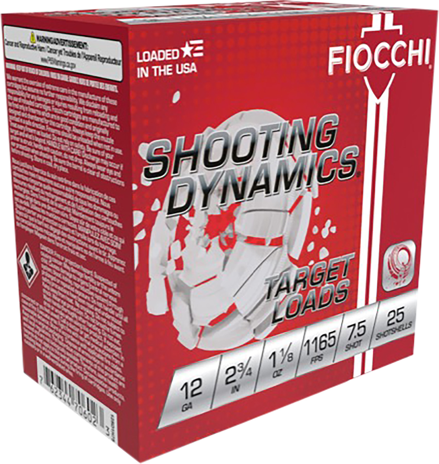 Fiocchi 12SD18L7 Shooting Dynamics Target 12Gauge 2.75" 1 1/8oz 7.5Shot 25 Per Box/10 Case 3 Fiocchi 12SD18L7 Shooting Dynamics Target 12Gauge 2.75" 1 1/8oz 7.5Shot 25 Per Box/10 Case