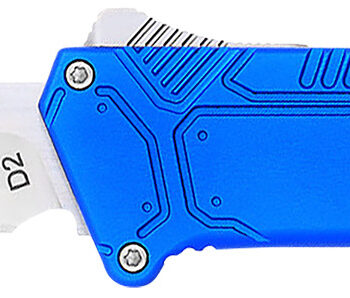 CobraTec Knives BLUSFDNS Special Forces  3.25" OTF Drop Point Plain Satin D2 Steel Blade, 4.75" Blue Textured Anodized Aluminum Handle