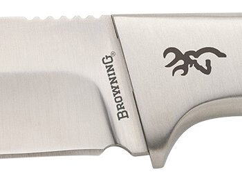 Browning 3220537 Sage Creek  Large 4.50" Fixed Clip Point Plain Satin 9Cr14MoV SS Blade, Brown Zebra Wood Handle