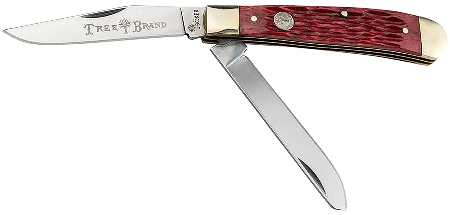 Boker 110825 Trapper 2.0 Clip Point/Spey Plain D2 Steel Blade Red Jigged Bone Handle 3 Boker 110825 Trapper 2.0 Clip Point/Spey Plain D2 Steel Blade Red Jigged Bone Handle