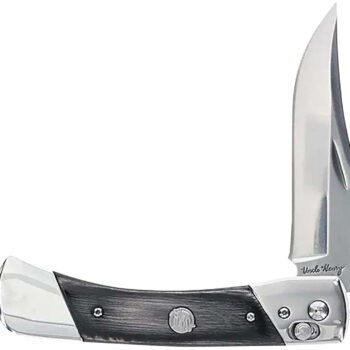 Uncle Henry 1222013 Bear Paw  3.80" Folding Plain 7Cr17MoV SS Blade, Black/SS Wood Laminate Handle