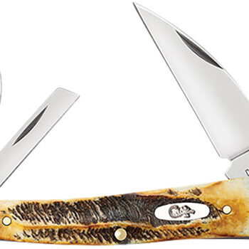 Case 65347 Seahorse Whittler Seahorse Whittler Folding Coping/Pen/Wharncliffe Plain Mirror Polished Tru-Sharp SS Blade, Burnt Dark Amber 6.5 BoneStag Handle