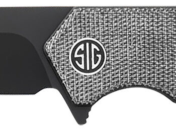 Sig Sauer Knives TS8BB Tsuru  3.30" Folding Tanto Plain Black PVD 154CM SS Blade, 4.20" Salt & Pepper Micarta Handle