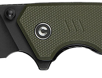 Civivi Knives C24012-2 Merit  3.28" Folding Drop Point Plain Black Stonewashed 14C28N Steel Blade, OD Green Textured G10 Handle