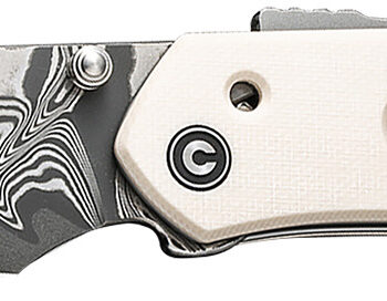 Civivi Knives C22036-DS1 Vision FG  3.54" Folding Reverse Tanto Plain Damascus Blade, Ivory G10 Handle