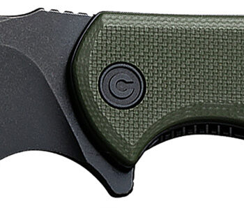Civivi Knives C18026C-1 Praxis  Mini 2.98" Folding Drop Point Plain Black Stonewashed D2 Steel Blade, OD Green Textured G10 Handle
