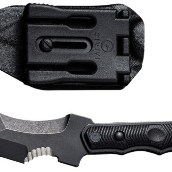 Civivi Knives C20037B-1 Orthrus  3.76" Fixed Karambit/Straight Black Stonewashed Nitro-V Steel Blade, 4.30" Black w/Finger Ring G10 Handle