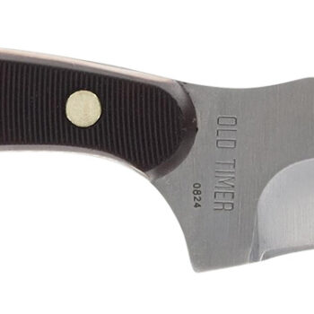 Old Timer 1227067 Sharpfinger  1.60"/3.25" Folding/Fixed Plain Satin Stainless Steel Blade 2.20"/3.75" Brown w/Brass Sawcut Handle