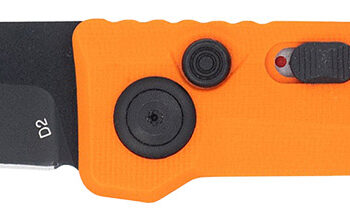 CobraTec Knives CTIFRORG Inferno  3.50" OTF Tanto Plain Black TiCN D2 Steel Blade, 4.75" Blaze Orange Textured Handle