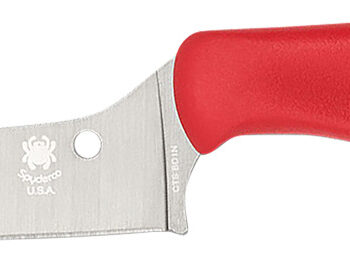 Spyderco K14PRD Z-Cut Pointed 4.40" Fixed Plain Stonewashed CTS BD1N SS Blade, Red Textured Polypropylene Handle