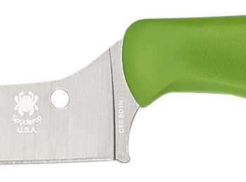Spyderco K14PGN Z-Cut Pointed 4.40" Fixed Plain Stonewashed CTS BD1N SS Blade, Green Textured Polypropylene Handle