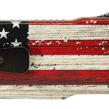 Templar Knife MZWUS121 Premium Weighted  Small 3" OTF Dagger Plain Black Oxide Stonewashed Powder Coated D2 Steel Blade, 4.50" Painted Wood Grain US Flag Aluminum Zinc Alloy Handle