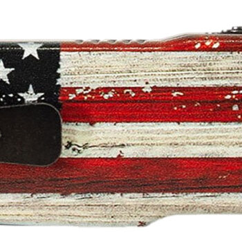 Templar Knife  Premium Weighted Wood US Flag Slim 3" OTF Tanto Plain Black Oxide Stonewashed Powder Coated D2 Steel Blade, 4.50" Painted Wood Grain US Flag Aluminum Handle