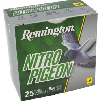 Remington Ammunition R28682 Nitro Pigeon  12Gauge 2.75" 1 1/4oz 8Shot 25 Per Box/10 Case