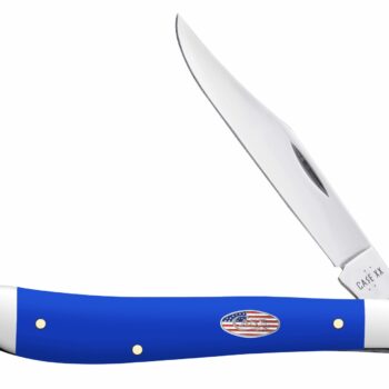 Case 16403 Trapper Slimline 3.25" Folding Clip Point Plain Mirror Polished Carbon Steel Blade, Smooth Royal Blue Synthetic Handle